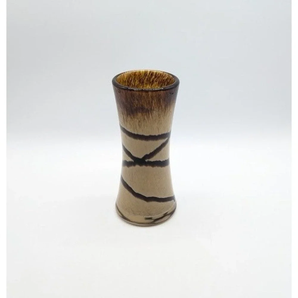 Artisan Hand Blown Cased Art Glass Vase 6.5